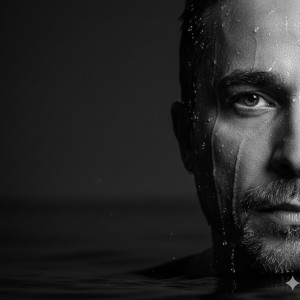 Sudan Çıkan Adamın Siyah Beyaz Bir Portre Oluşturun