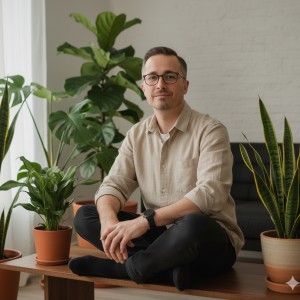 Modern ve Doğal: İç Mekan Bitkileriyle Lifestyle Erkek Portresi